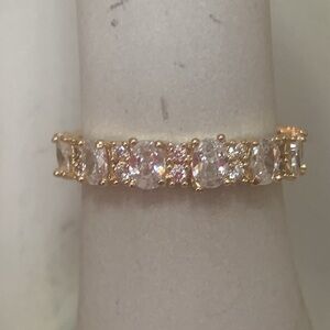 NEW HIGH END 18k Plated Eternity Ring Faux Diamonds Size 7.5 #6